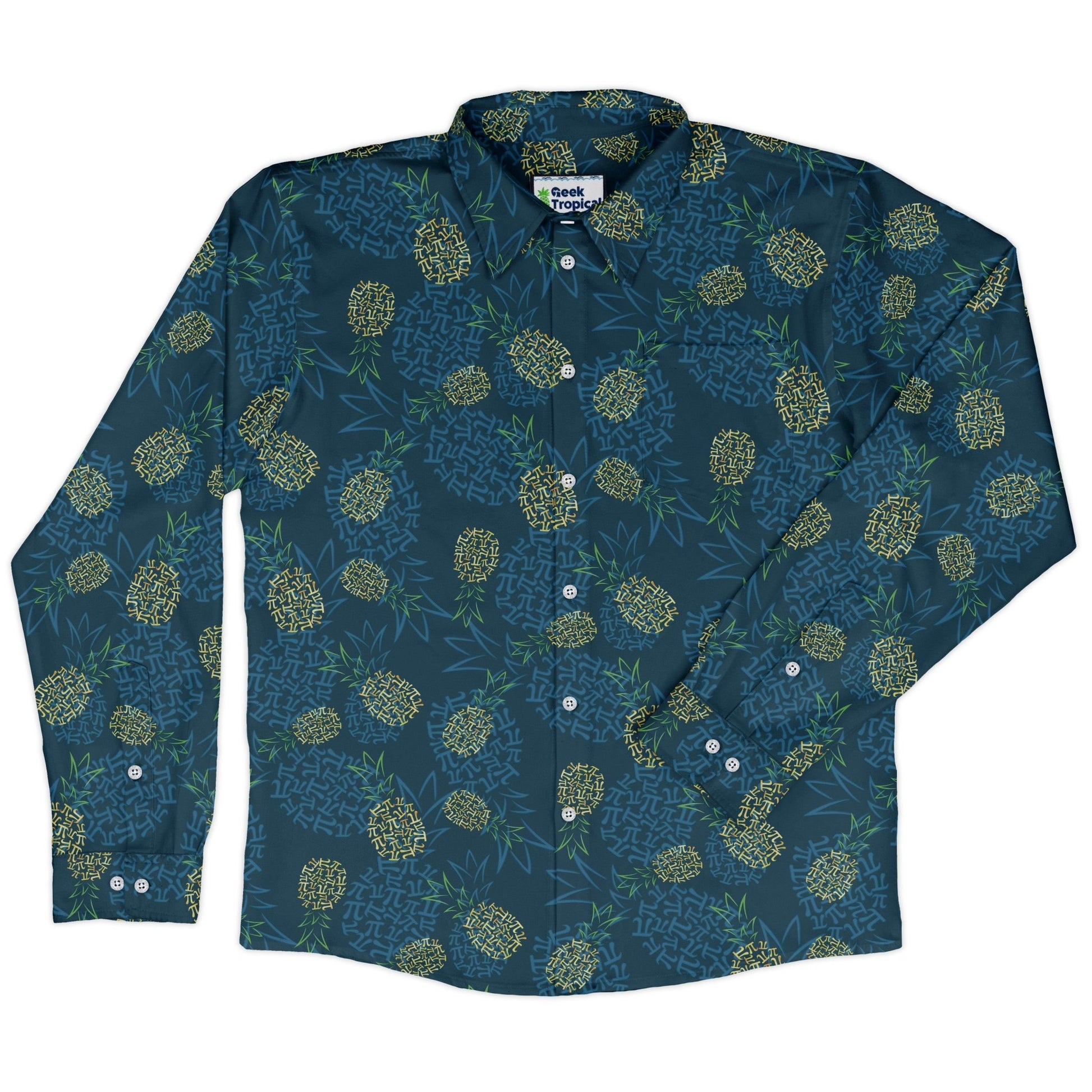 Pi Napple Teal Long Sleeve Button Up Shirt 5