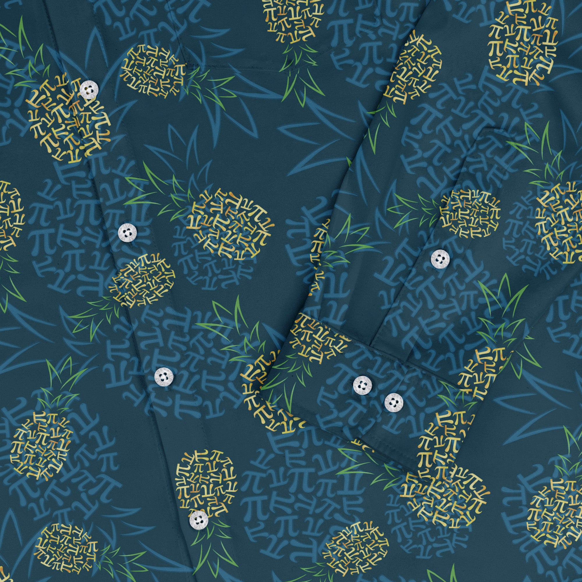 Pi Napple Teal Long Sleeve Button Up Shirt 2