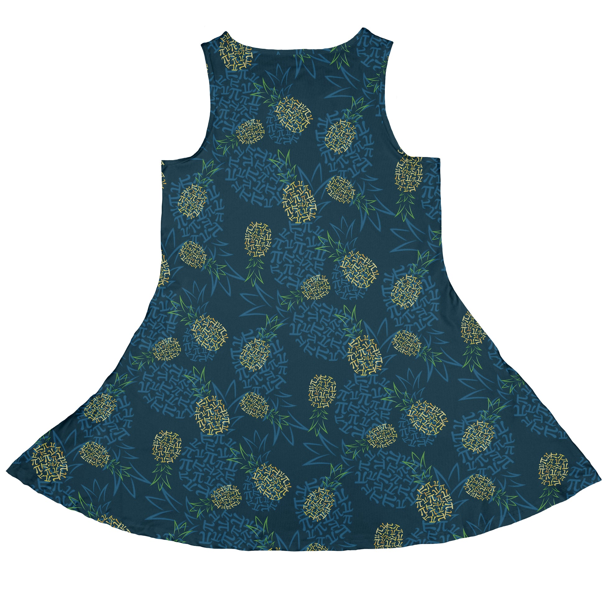 Pi Napple Teal Sleeveless Dress back