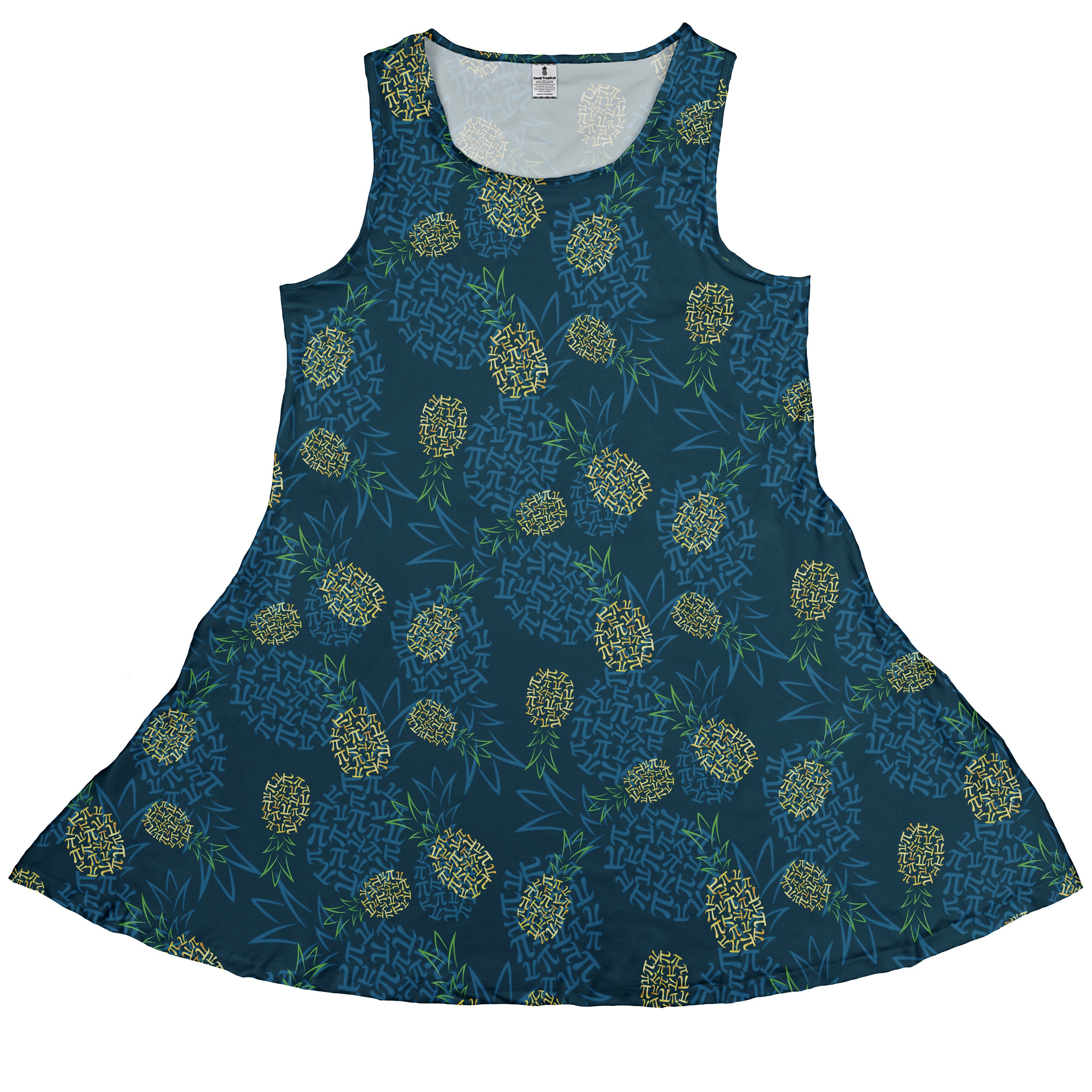 Pi Napple Teal Sleeveless Dress front