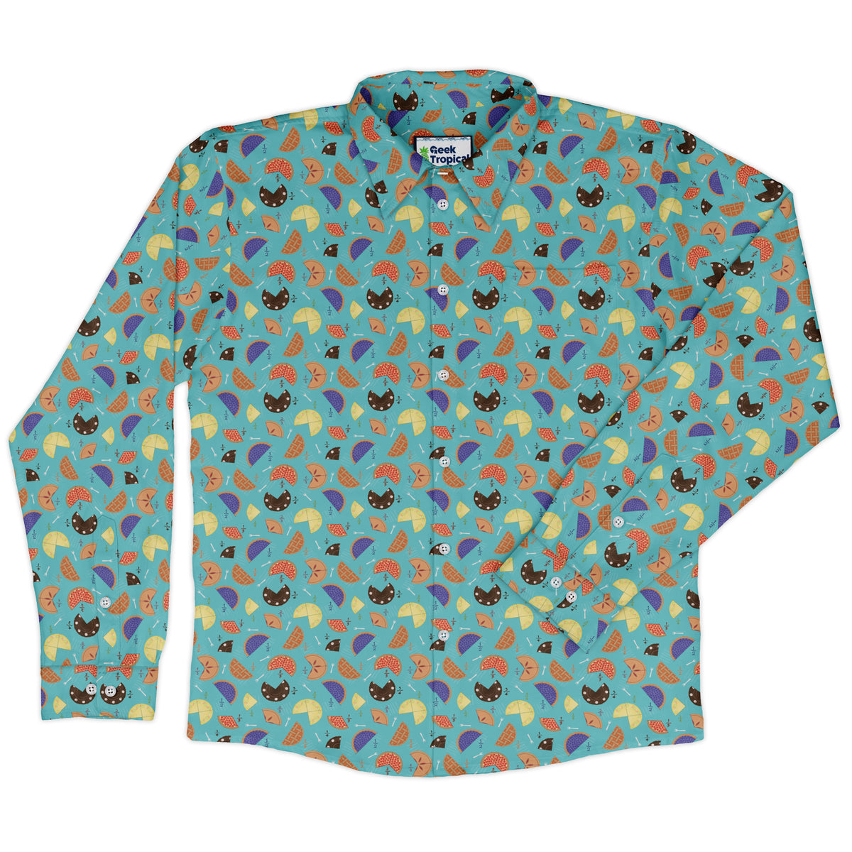 Pieces Of Pie Long Sleeve Button Up Shirt front