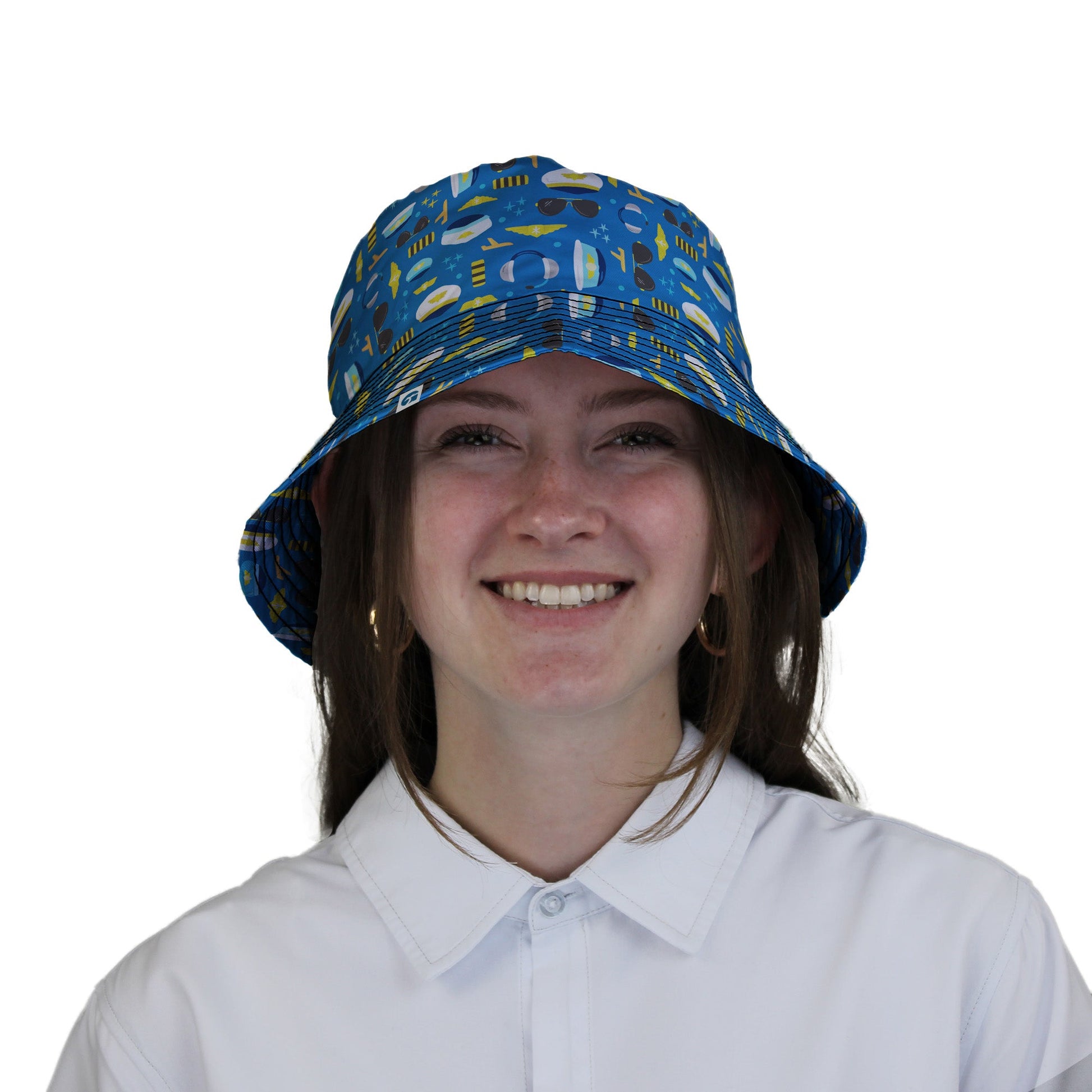 Pilot Uniform Bucket Hat Geek Nerd aviation print Design by Zirkus Design lx - B