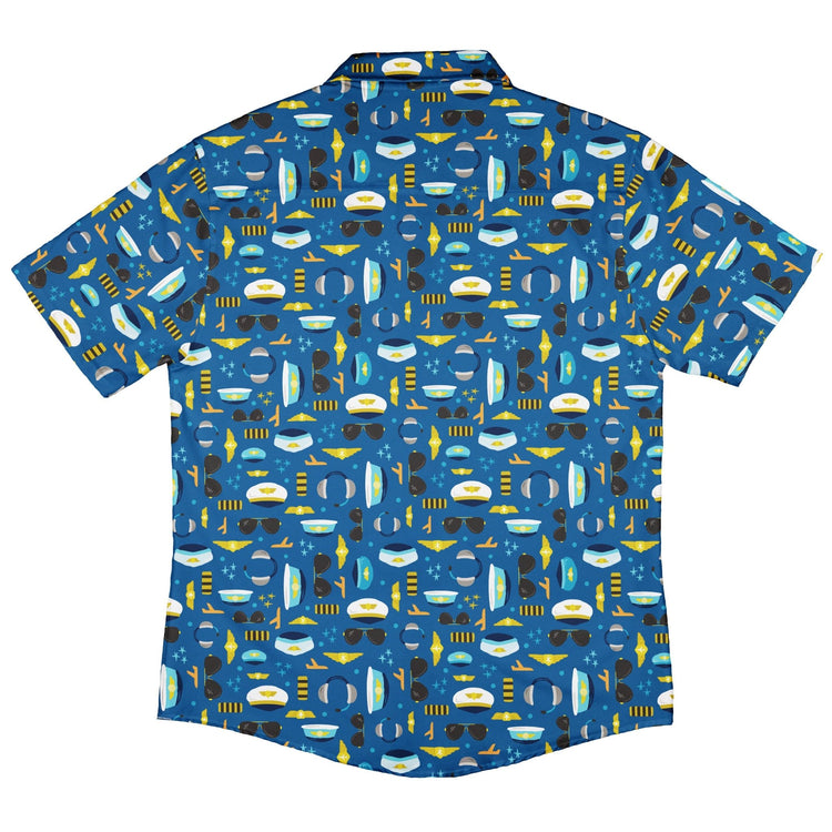 Pilot Uniform Button Up Shirt Geek Nerd adult sizing aviation print Design by Zirkus Design