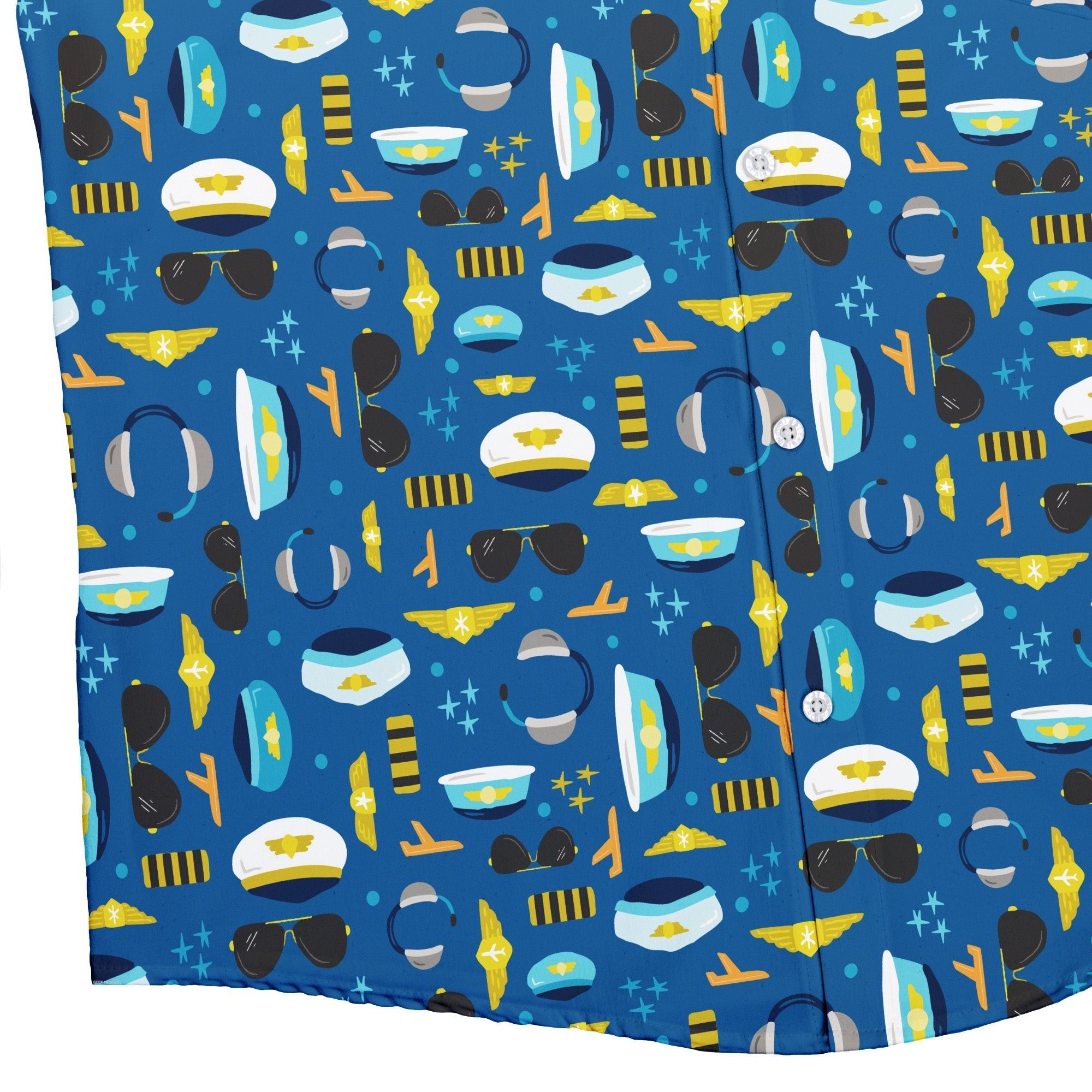 Pilot Uniform Button Up Shirt Geek Nerd adult sizing aviation print Design by Zirkus Design