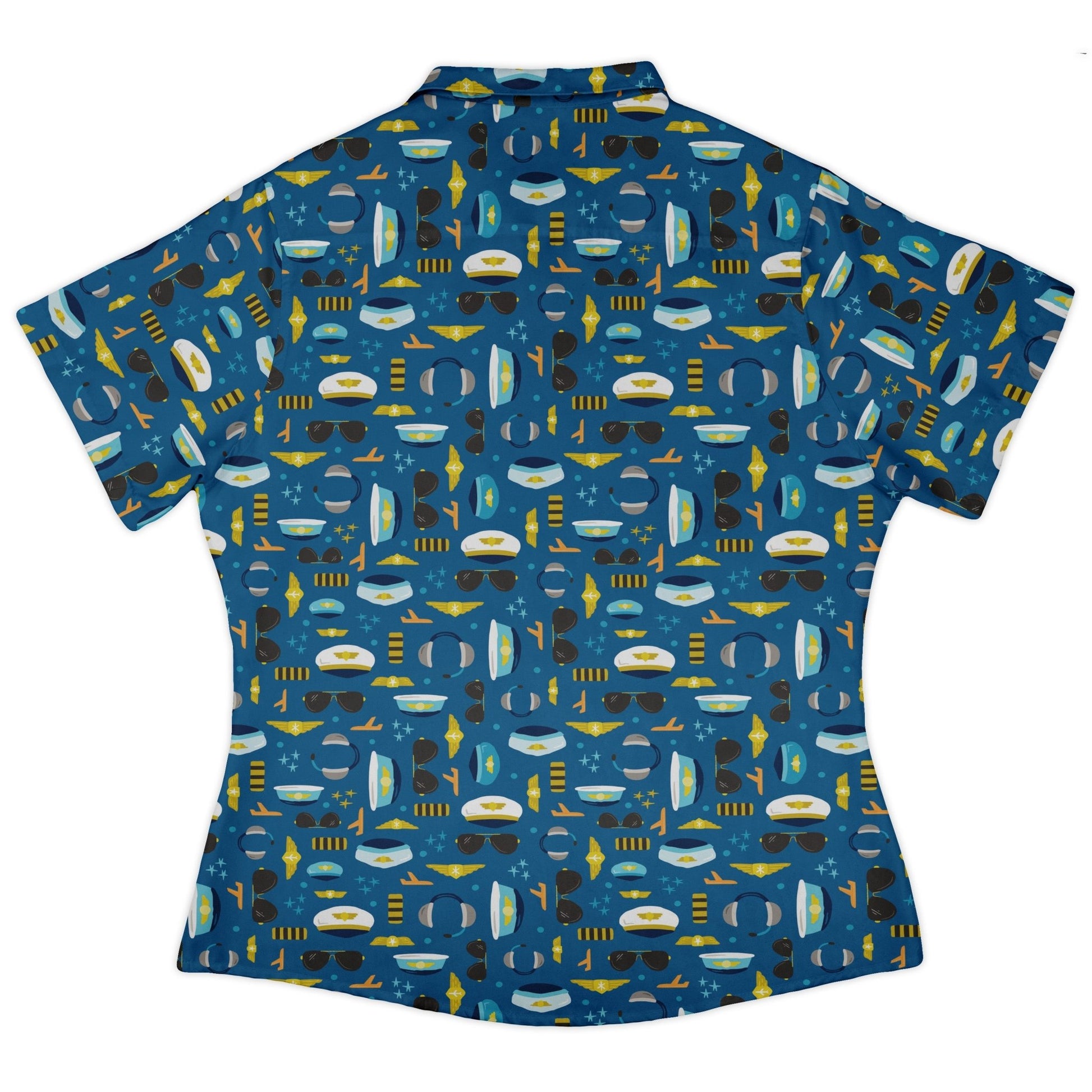 Pilot Uniform Curvy Button Up Shirt Geek Nerd aviation print Design by Zirkus Design q225