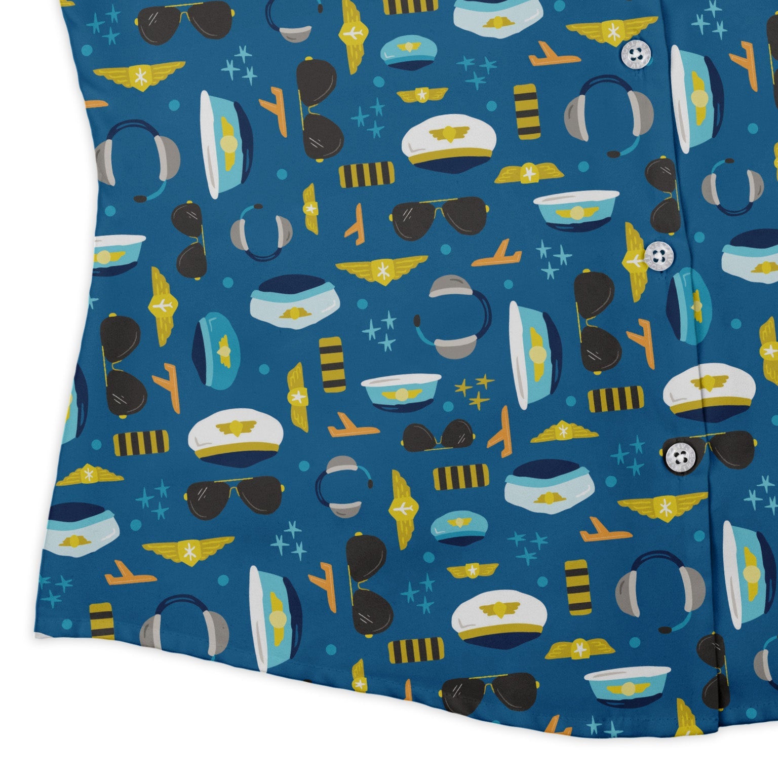 Pilot Uniform Curvy Button Up Shirt Geek Nerd aviation print Design by Zirkus Design q225