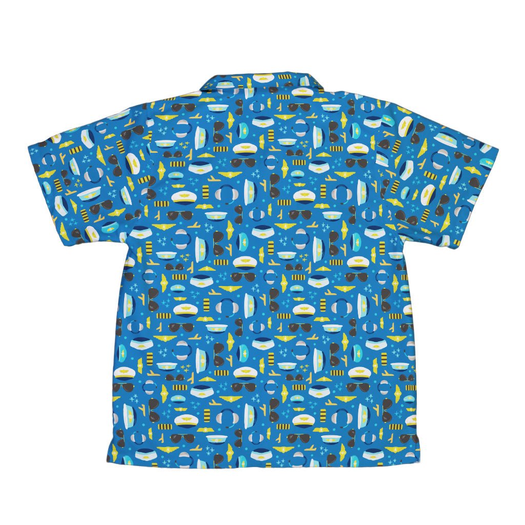 Pilot Uniform Youth Hawaiian Shirt Geek Nerd aviation print Design by Zirkus Design q225