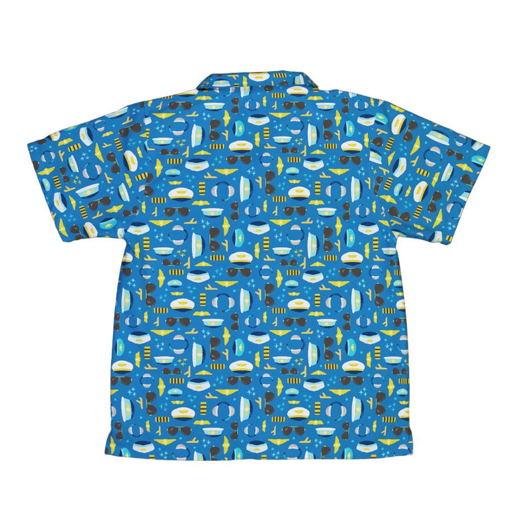 Pilot Uniform Youth Hawaiian Shirt Geek Nerd aviation print Design by Zirkus Design q225