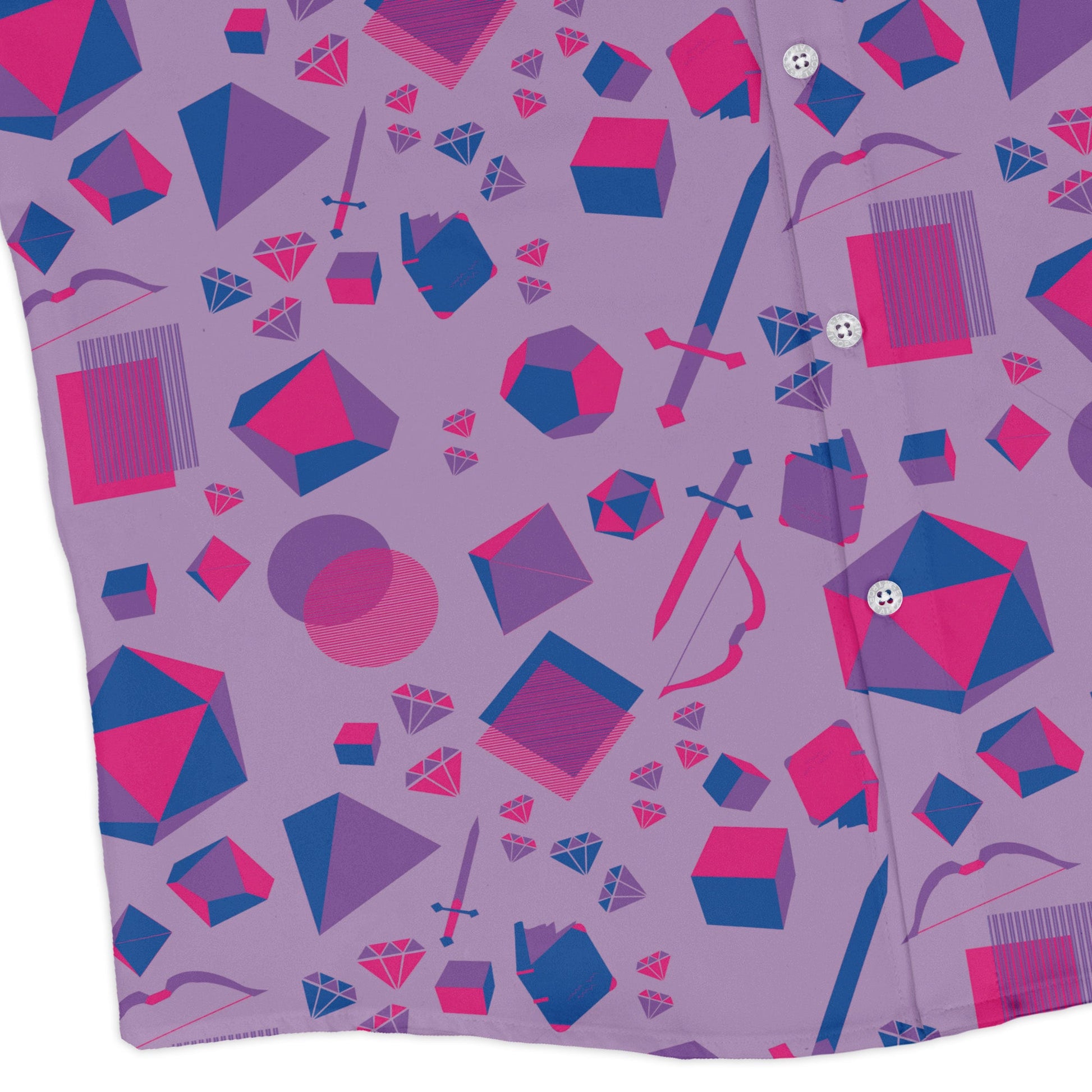 Pink Blue and Bisexual Colors Tabletop RPG Items Dnd Long Sleeve Button Up Shirt Geek Nerd adult sizing dnd & rpg print FLOW DESC WRITING