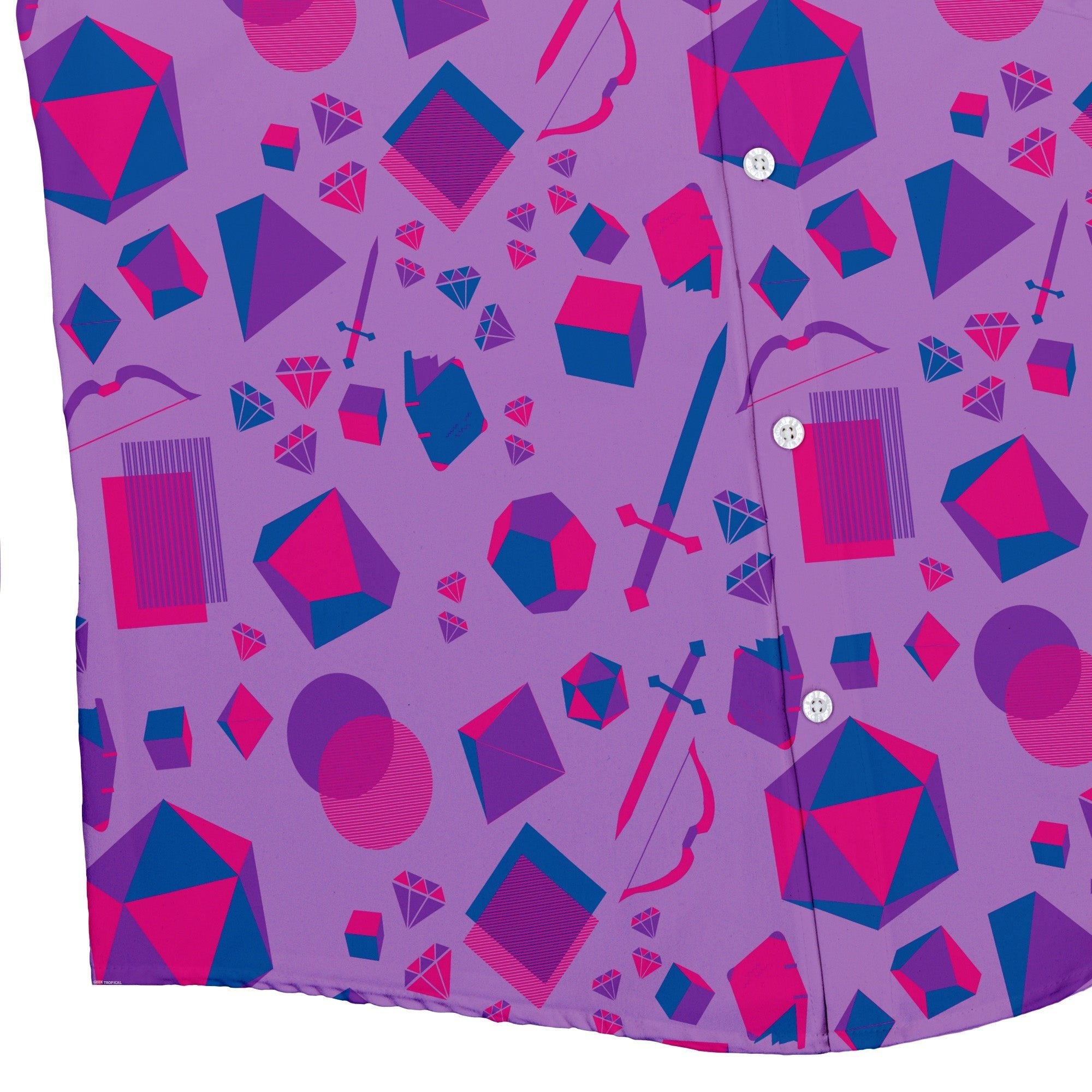 Pink Blue and Bisexual Colors Tabletop RPG Items Dnd Button Up Shirt - adult sizing - dnd & rpg print - Pride Patterns