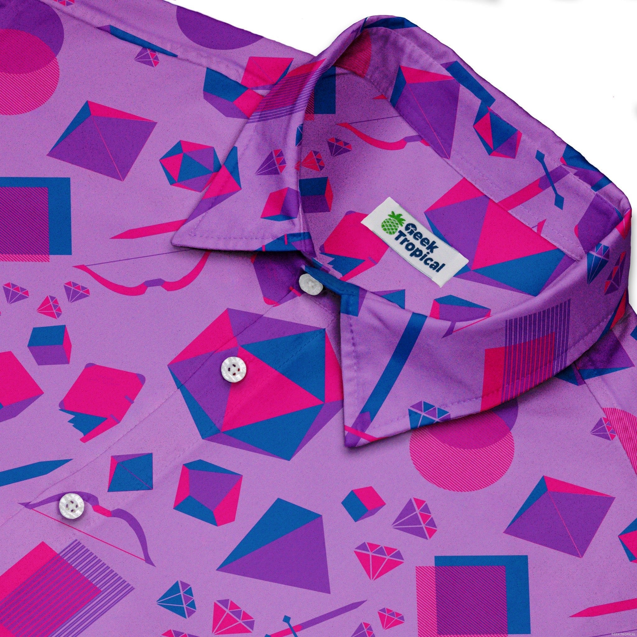 Pink Blue and Bisexual Colors Tabletop RPG Items Dnd Button Up Shirt - adult sizing - dnd & rpg print - Pride Patterns