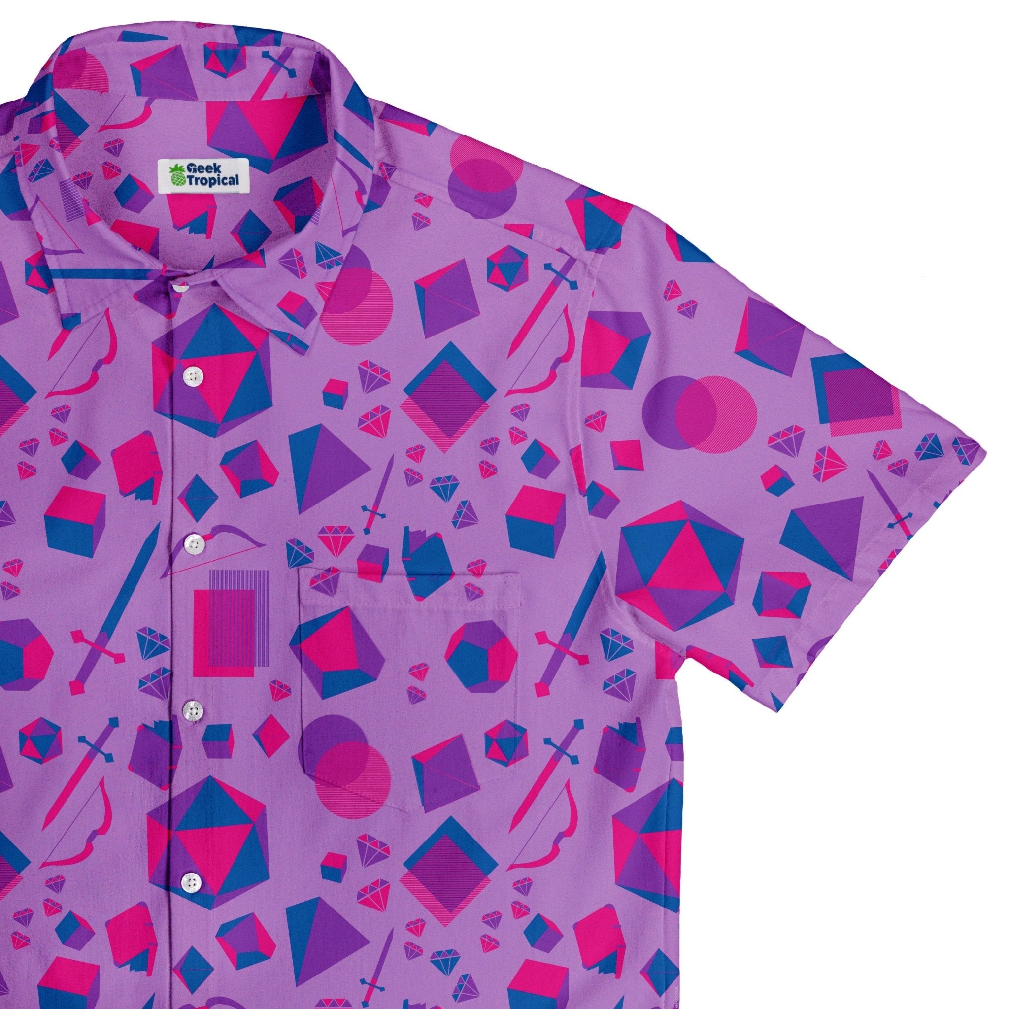 Pink Blue and Bisexual Colors Tabletop RPG Items Dnd Button Up Shirt - adult sizing - dnd & rpg print - Pride Patterns