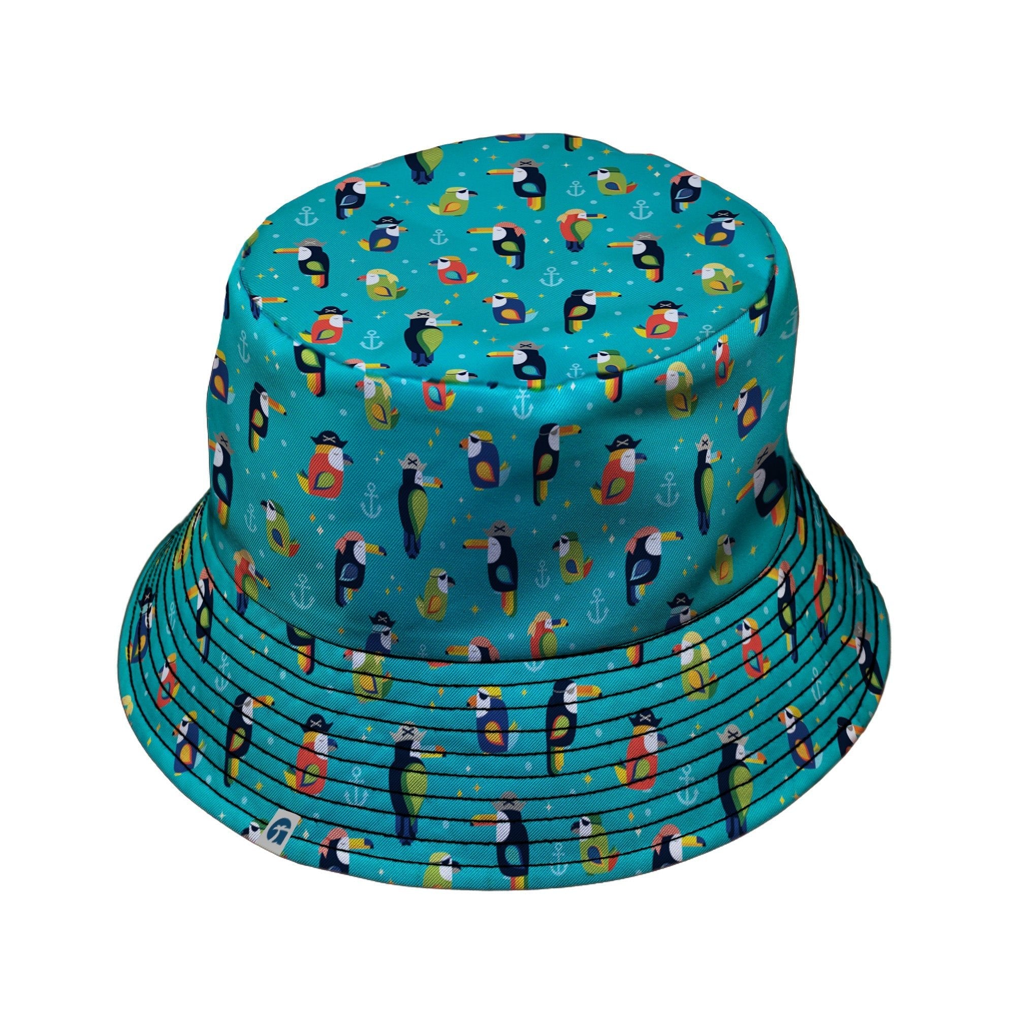 Pirate Toucans Bucket Hat Geek Nerd animal patterns Design by Zirkus Design funny prints