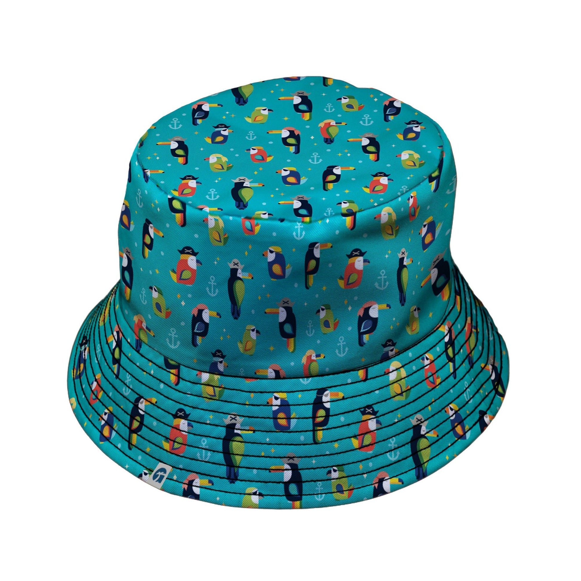 Pirate Toucans Bucket Hat Geek Nerd animal patterns Design by Zirkus Design funny prints
