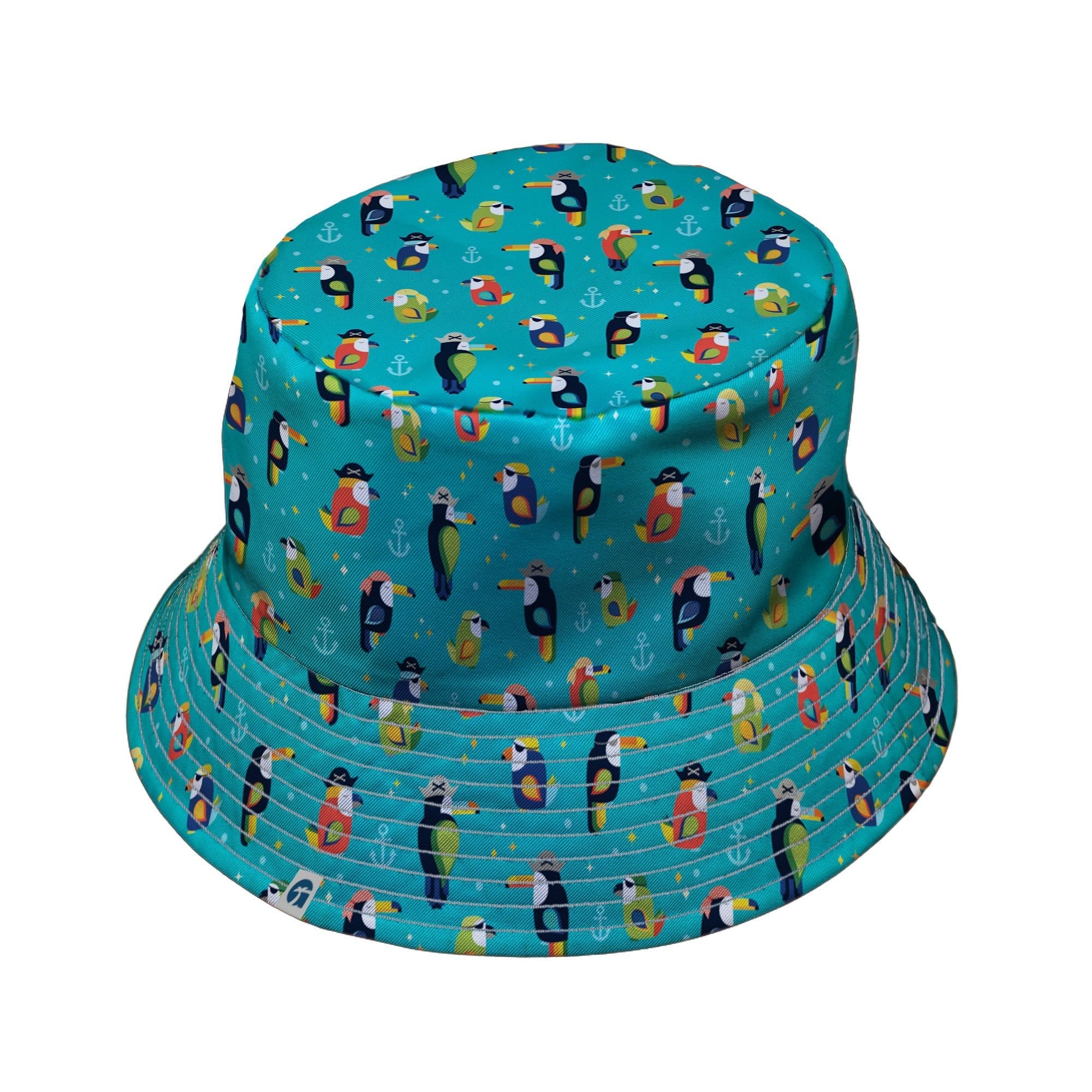 Pirate Toucans Bucket Hat Geek Nerd animal patterns Design by Zirkus Design funny prints
