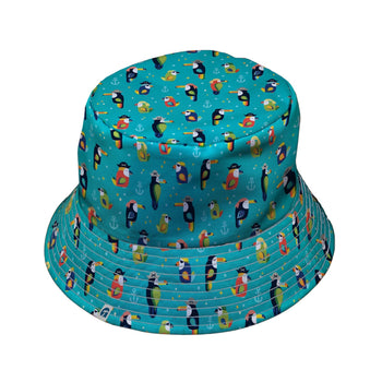 Pirate Toucans Bucket Hat Geek Nerd animal patterns Design by Zirkus Design funny prints