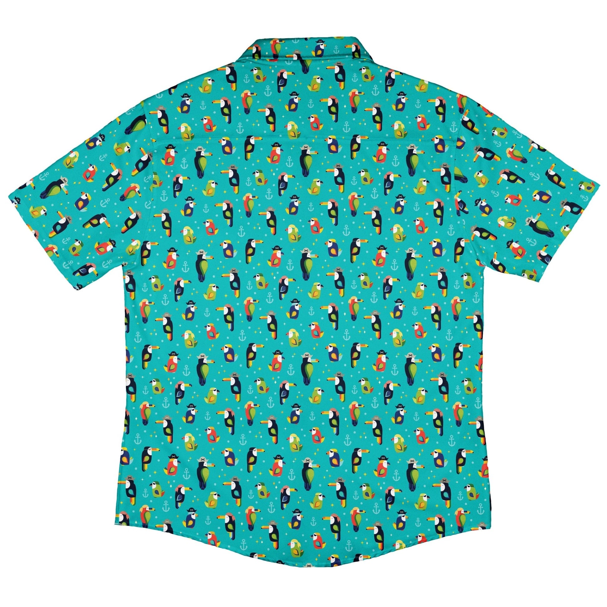 Pirate Toucans Button Up Shirt Geek Nerd adult sizing animal patterns Design by Zirkus Design
