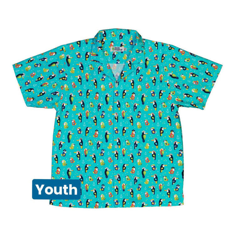 Pirate Toucans Youth Hawaiian Shirt Geek Nerd animal patterns Design by Zirkus Design funny prints