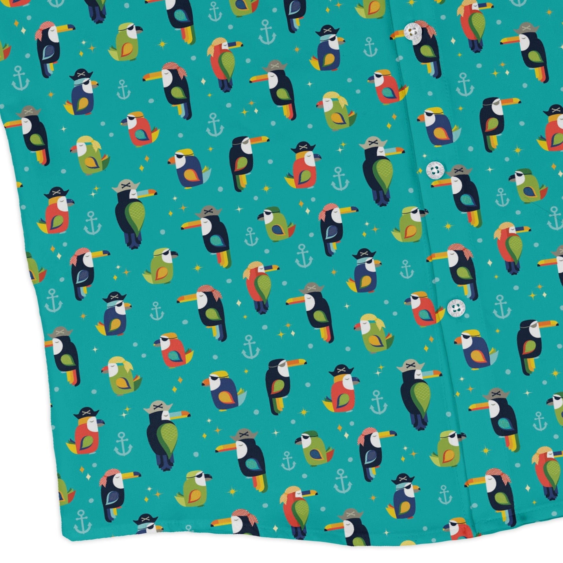 Pirate Toucans Long Sleeve Button Up Shirt Geek Nerd adult sizing animal patterns Design by Zirkus Design