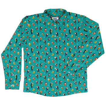 Pirate Toucans Long Sleeve Button Up Shirt Geek Nerd adult sizing animal patterns Design by Zirkus Design