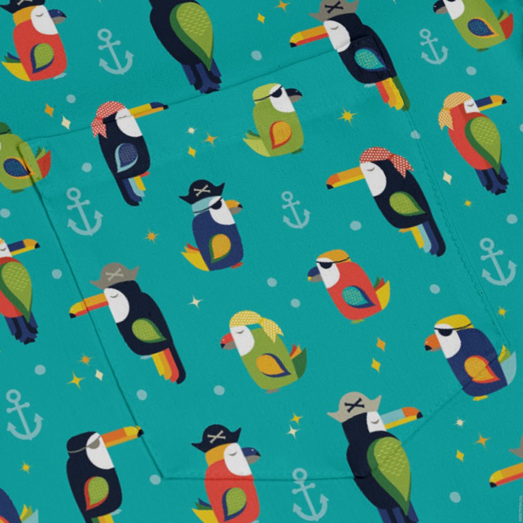 Pirate Toucans Long Sleeve Button Up Shirt Geek Nerd adult sizing animal patterns Design by Zirkus Design