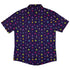 Pixel Art Arcade Video Game Purple Button Up Shirt - adult sizing - video game arcade print -