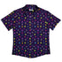 Pixel Art Arcade Video Game Purple Button Up Shirt - adult sizing - video game arcade print -