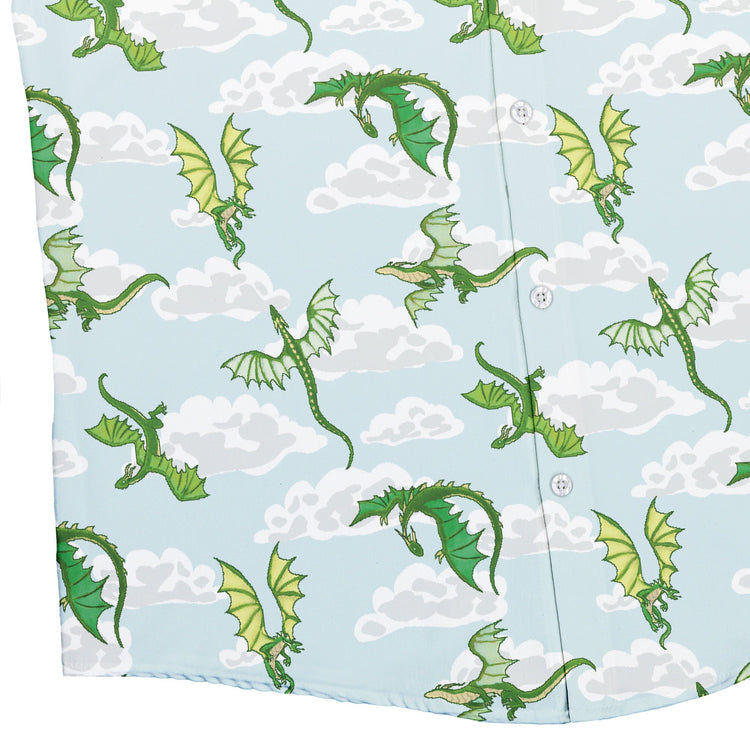 Pixel Dragon Video Game Mist Button Up Shirt Geek Nerd adult sizing Designs by Nathan fantasy prints