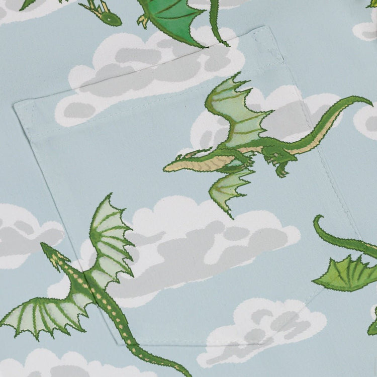 Pixel Dragon Video Game Mist Button Up Shirt Geek Nerd adult sizing Designs by Nathan fantasy prints