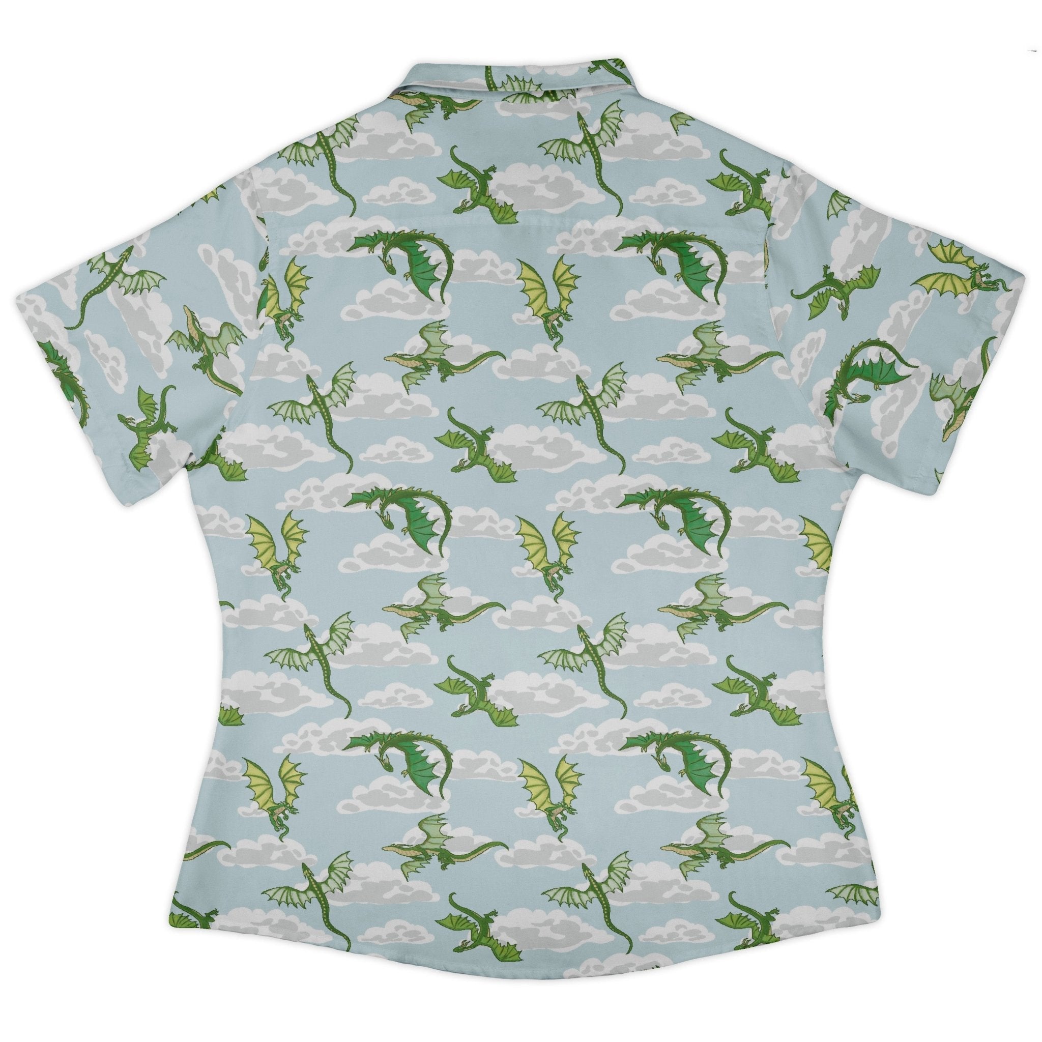 Pixel Dragon Video Game Mist Curvy Button Up Shirt Geek Nerd Designs by Nathan fantasy prints q225
