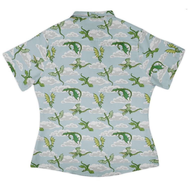 Pixel Dragon Video Game Mist Curvy Button Up Shirt 4