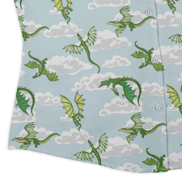 Pixel Dragon Video Game Mist Curvy Button Up Shirt 3