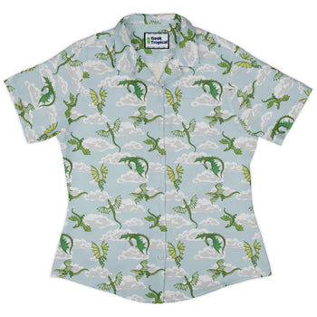 Pixel Dragon Video Game Mist Curvy Button Up Shirt 2