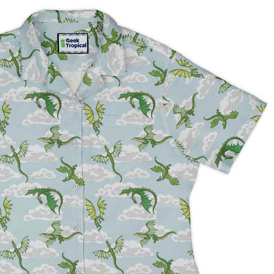 Pixel Dragon Video Game Mist Curvy Button Up Shirt 1