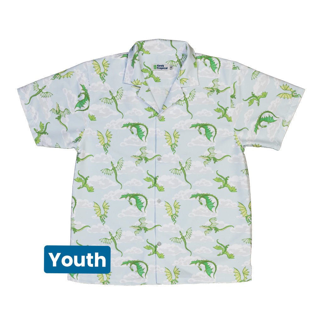 Pixel Dragon Video Game Mist Youth Hawaiian Shirt Geek Nerd Designs by Nathan fantasy prints q225