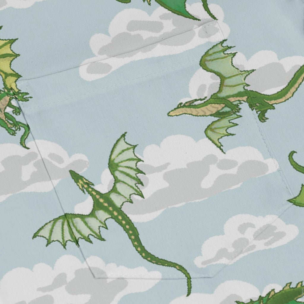 Pixel Dragon Video Game Mist Long Sleeve Button Up Shirt Geek Nerd adult sizing Designs by Nathan fantasy prints