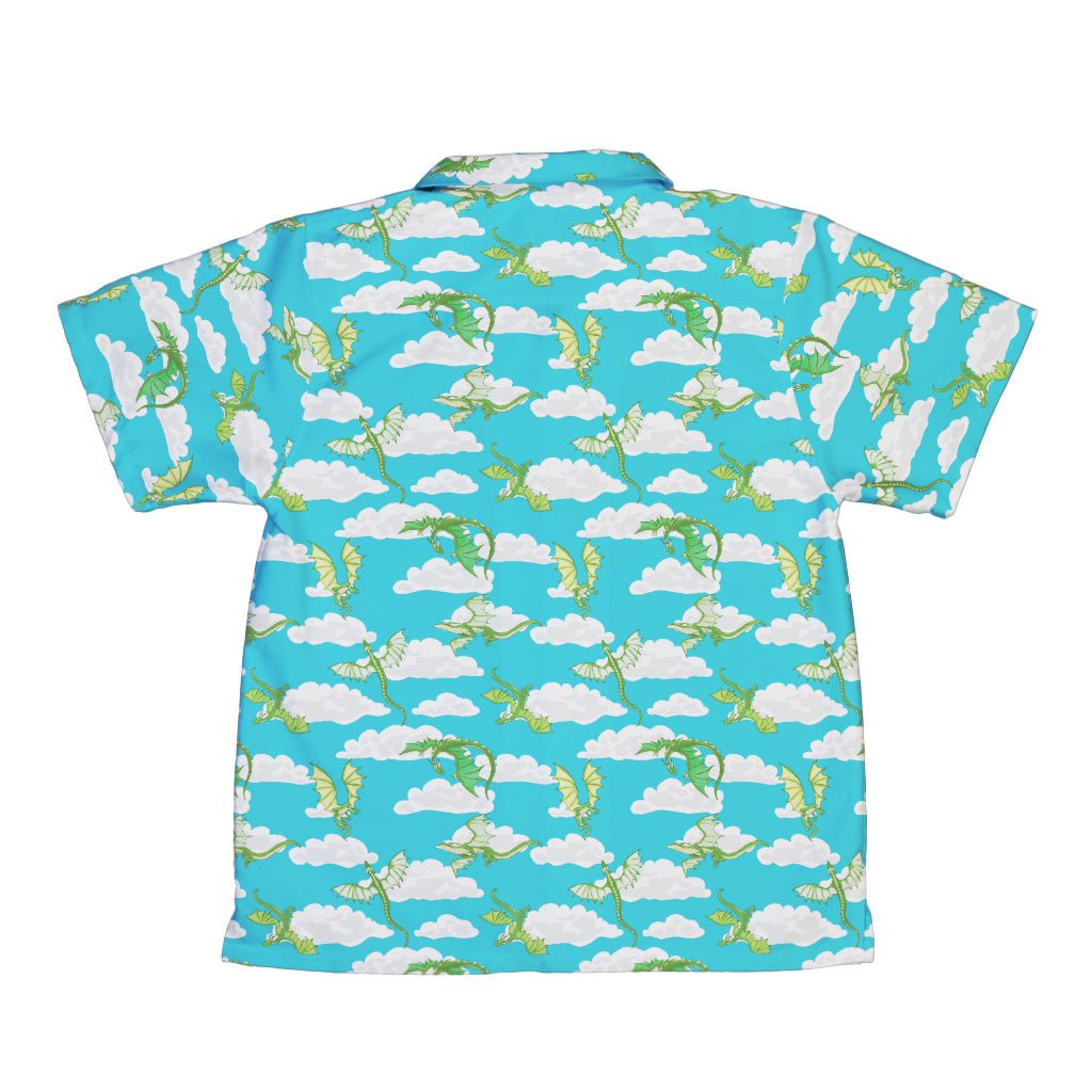 Pixel Dragon Video Game Sky Youth Hawaiian Shirt Geek Nerd Designs by Nathan fantasy prints q225