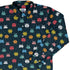 Pixel Monsters Teal Video Game Long Sleeve Button Up Shirt Geek Nerd adult sizing FLOW DESC WRITING video game arcade print