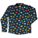 Pixel Monsters Teal Video Game Long Sleeve Button Up Shirt Geek Nerd adult sizing FLOW DESC WRITING video game arcade print