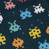 Pixel Monsters Teal Video Game Long Sleeve Button Up Shirt Geek Nerd adult sizing FLOW DESC WRITING video game arcade print