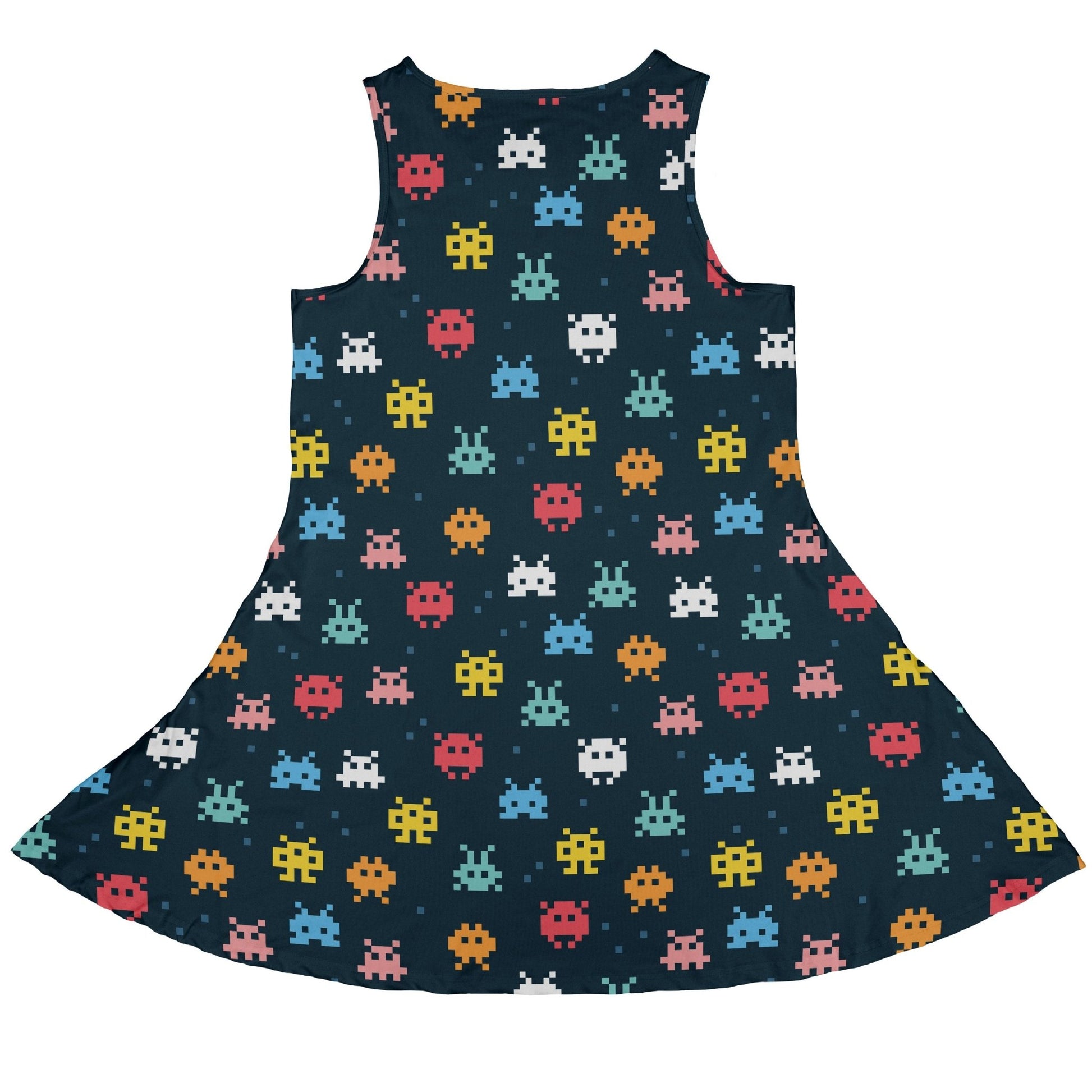 Pixel Monsters Teal Video Game Dress Geek Nerd lx - C video game arcade print