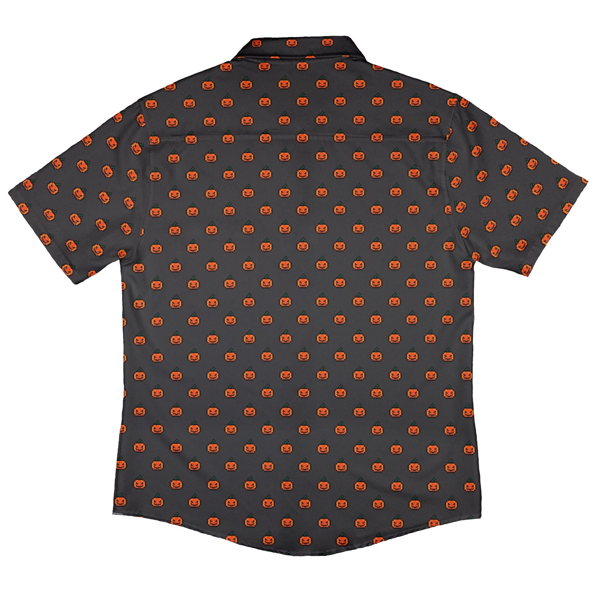 Pixel Pumpkins Button Up Shirt Geek Nerd adult sizing Design by Heather Davenport halloween