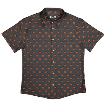 Pixel Pumpkins Button Up Shirt Geek Nerd adult sizing Design by Heather Davenport halloween