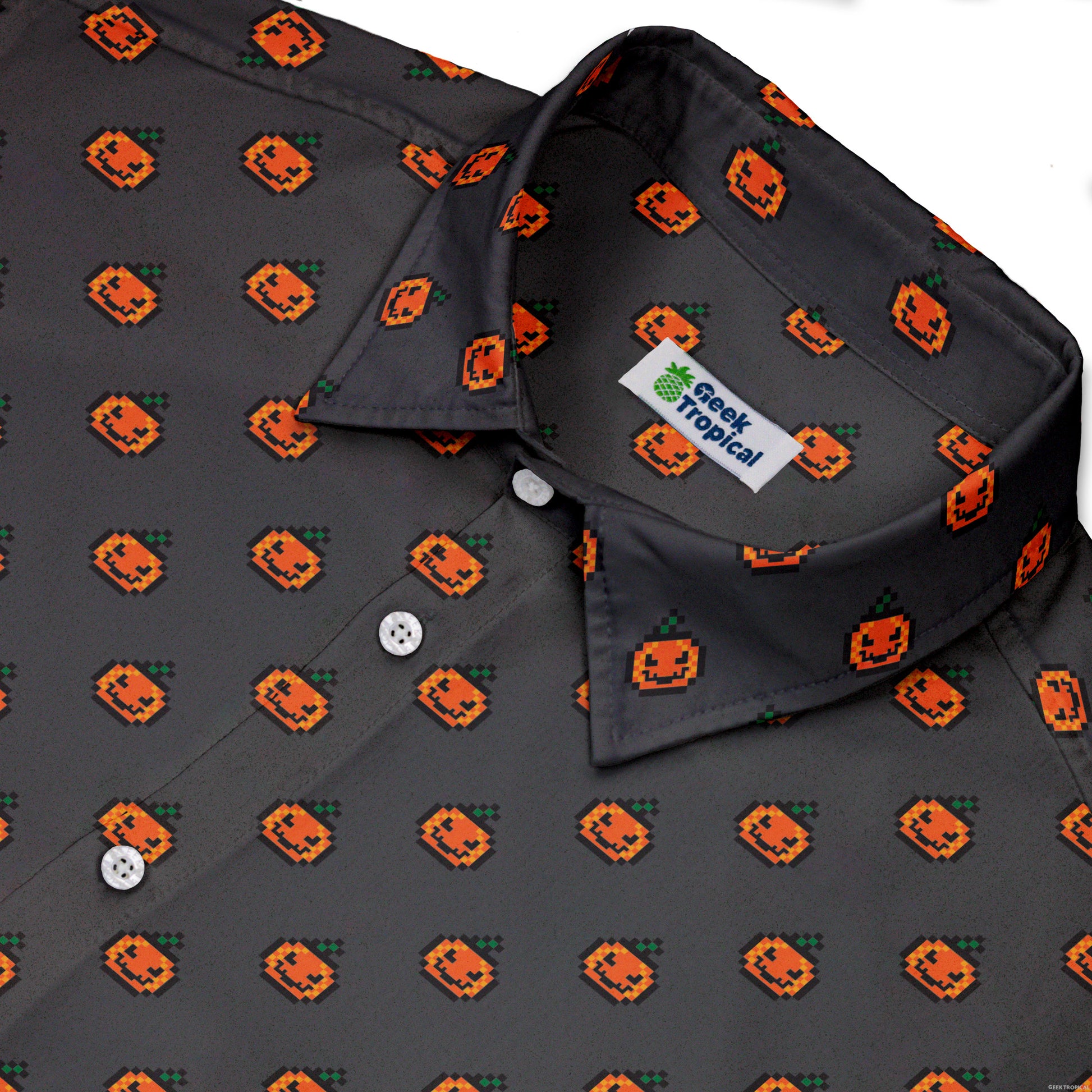 Pixel Pumpkins Button Up Shirt