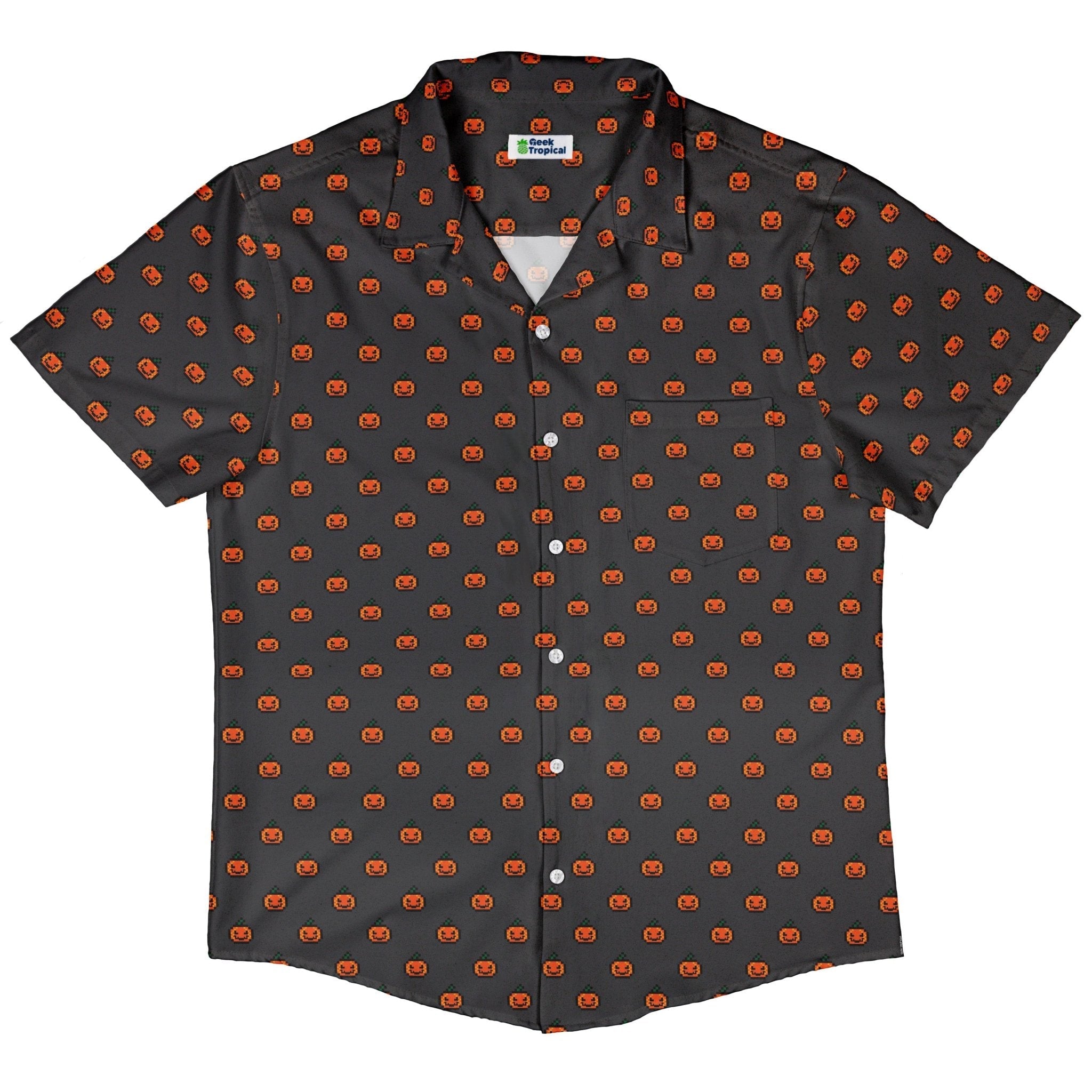 Clearance Ready-to-Ship Pixel Pumpkins Button Up Shirt