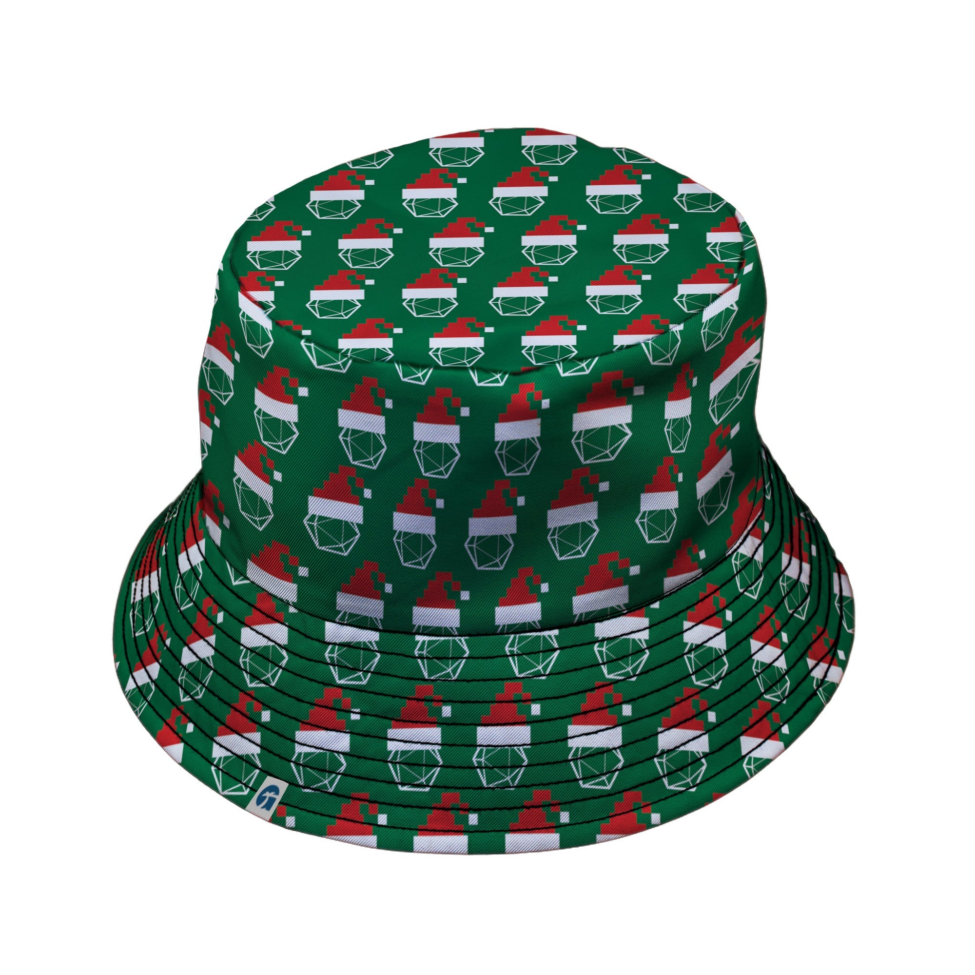 Pixel Santa Hats Dice Bucket Hat Geek Nerd Christmas Print Design by Heather Davenport lx - B