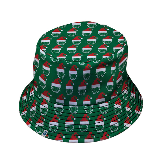 Pixel Santa Hats Dice Bucket Hat Geek Nerd Christmas Print Design by Heather Davenport lx - B