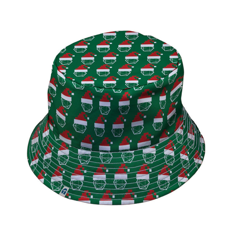 Pixel Santa Hats Dice Bucket Hat Geek Nerd Christmas Print Design by Heather Davenport lx - B