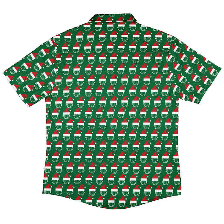 Pixel Santa Hats Dice Button Up Shirt Geek Nerd adult sizing Christmas Print Design by Heather Davenport