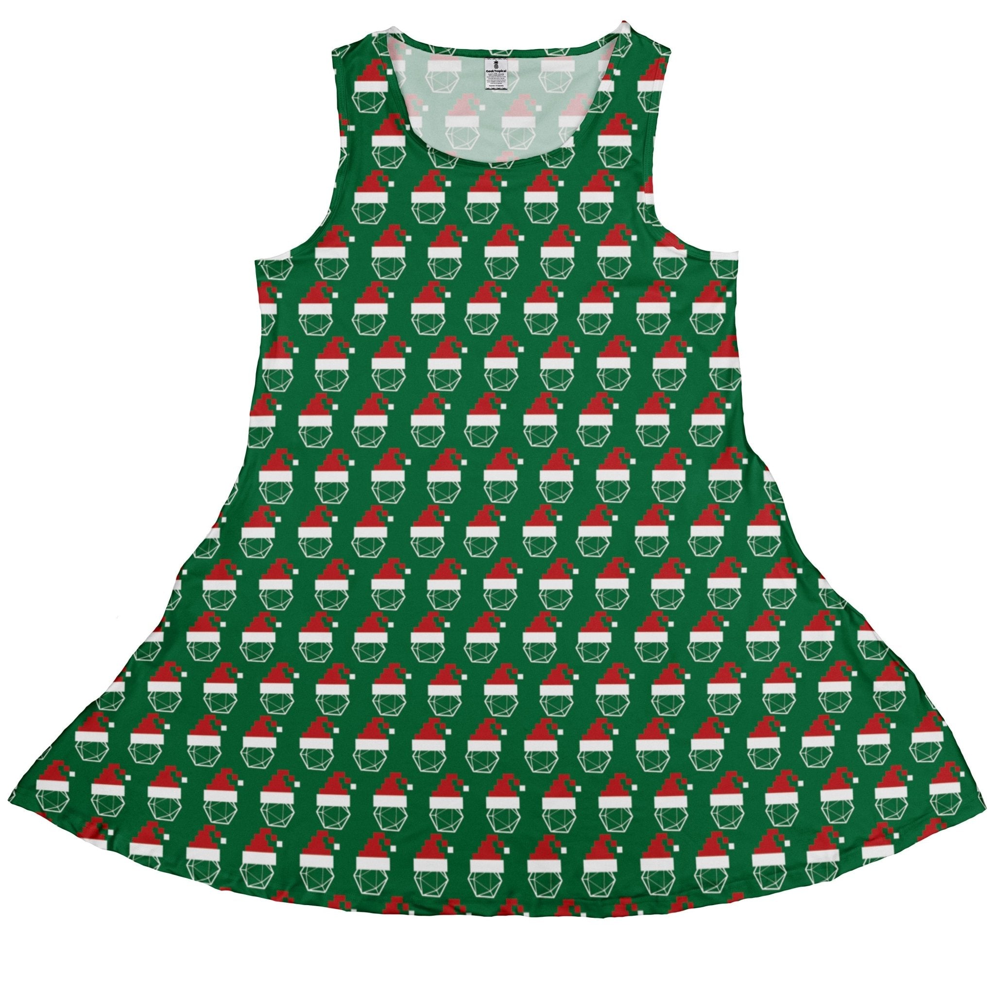 Pixel Santa Hats Dice Dress Geek Nerd Christmas Print Design by Heather Davenport lx - C